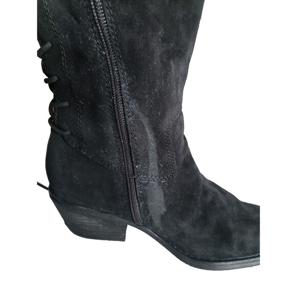 Aqua Sofft “Sharnell” Black Suede Knee High Boots Lace Up Water Resistant 6.5M - Picture 11 of 12